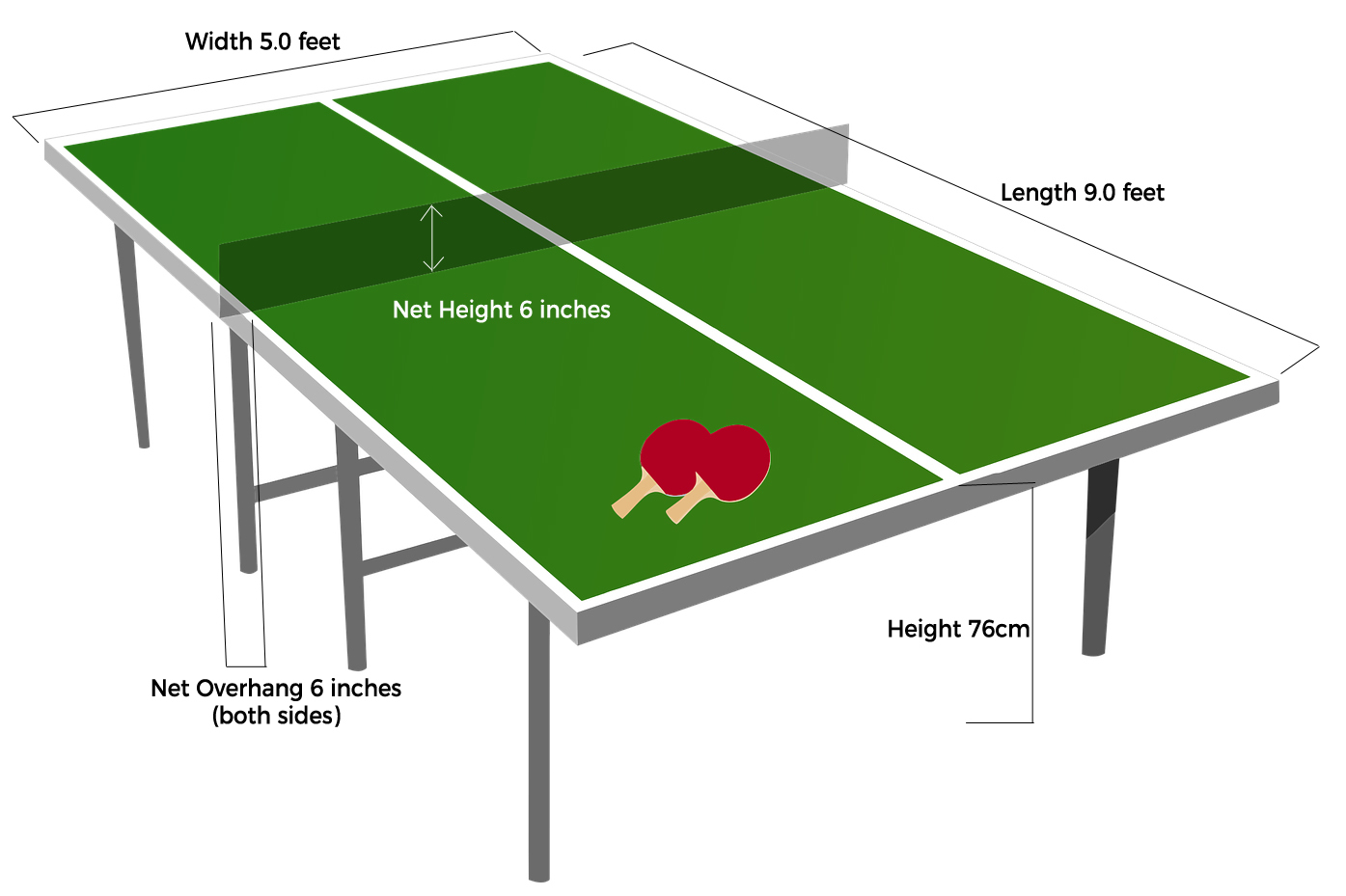 standard table tennis table size